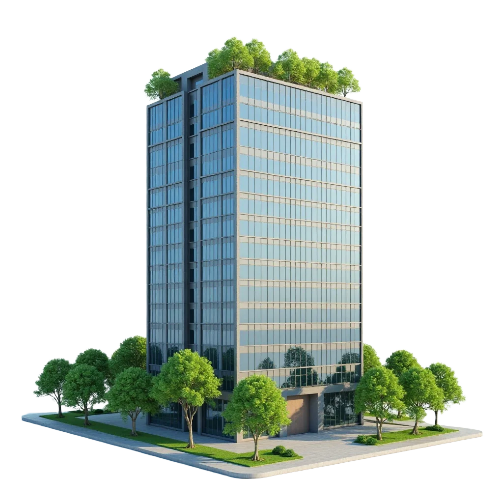 Modern Office Building with Greenery